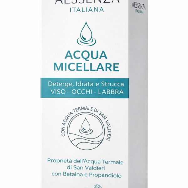 AESSENZA ITALIANA Acqua Micellare Viso Occhi Labbra con Acqua Termale di San Valdieri – Per Tutti i Tipi di Pelle